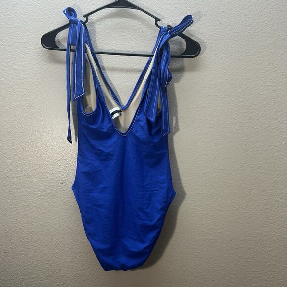 J.Crew One Piece Shoulder Tie Swimsuit Women's SZ 2 XS Blue Bathing Suit - Picture 4 of 7